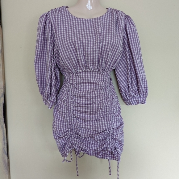 Zara purple gingham blogger mini dress small - Picture 5 of 16